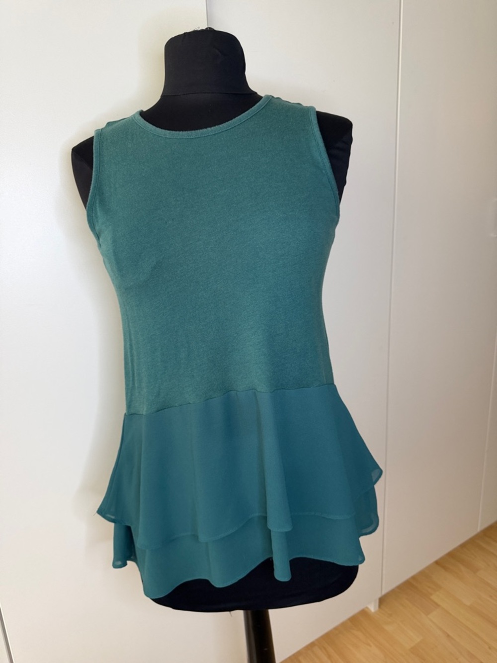 Michael Kors Teal Sleeveless Peplum Tank Top